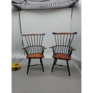 Wooden Doll Chair Spindle Back  15.25” T X 5.75” X 7” Seat Lot Of 2v